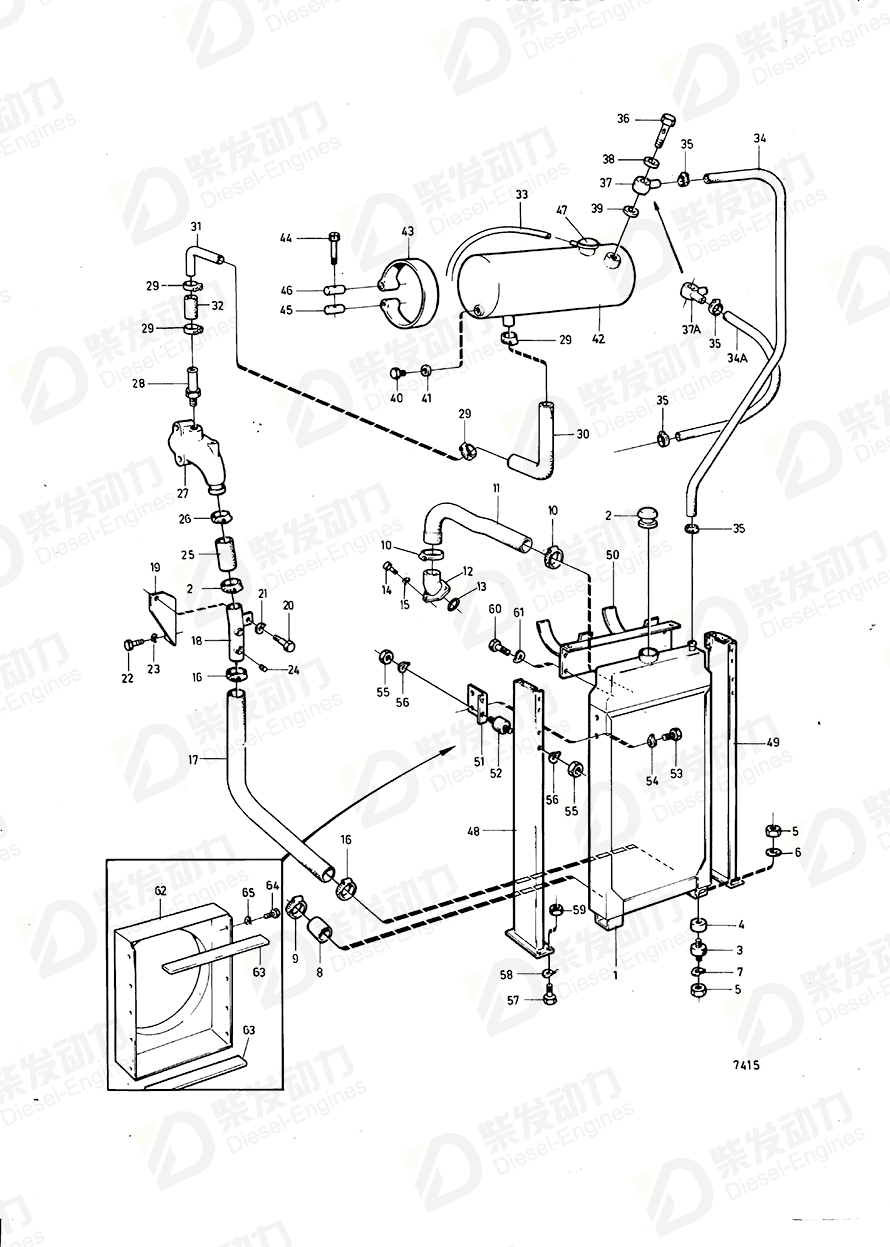 VOLVO Radiator hose 847740 Drawing